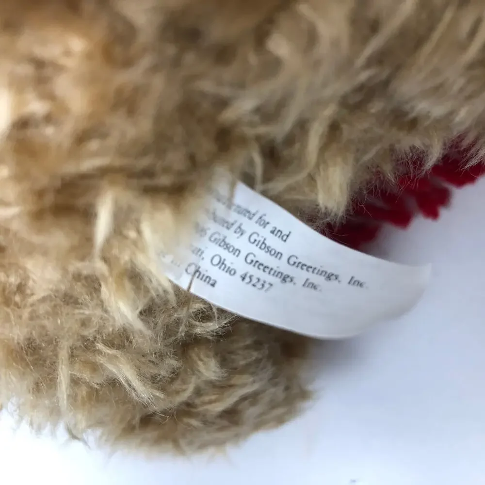 Gibson Keepsake Kritters Tan Teddy Bear Plush VTG 1996 Red Scarf Hat 8